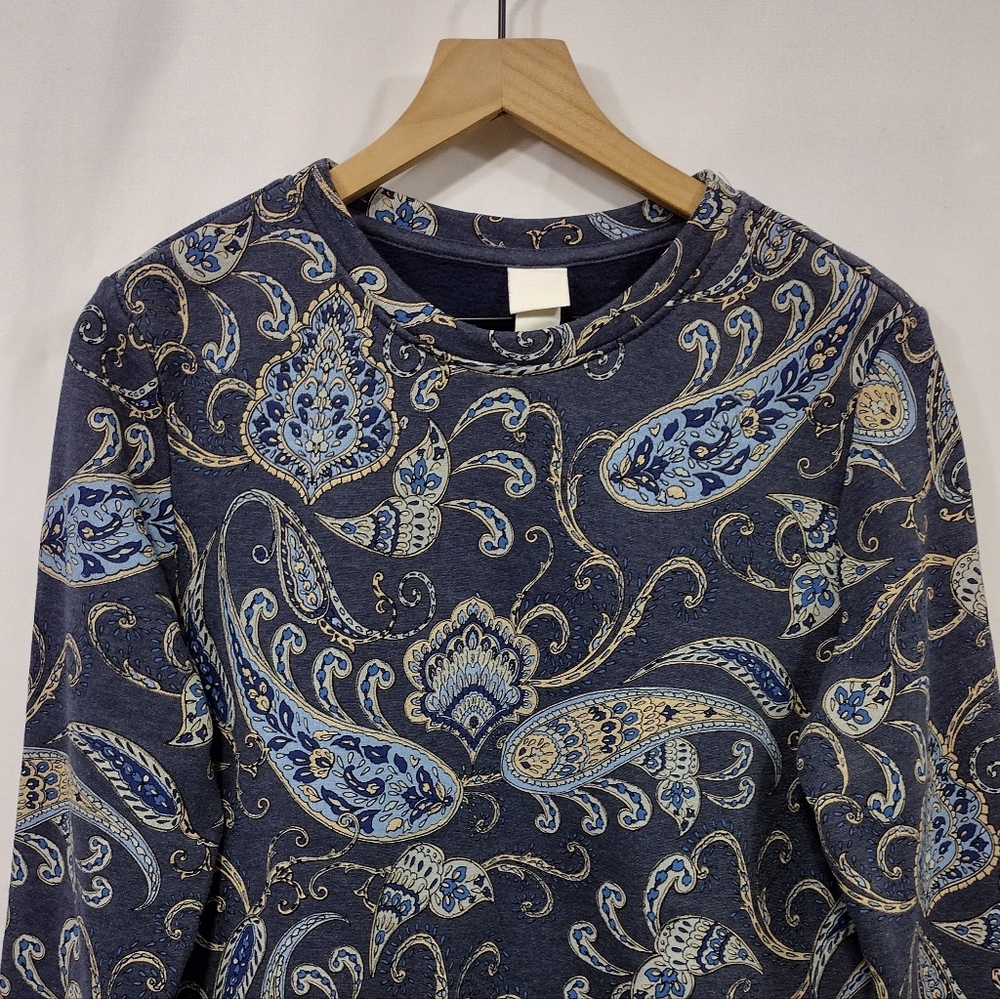H&M Paisley Sweatshirt Women's S Blue Artsy Boho Retro 90s Y2K Outdoor - Picture 2 of 8